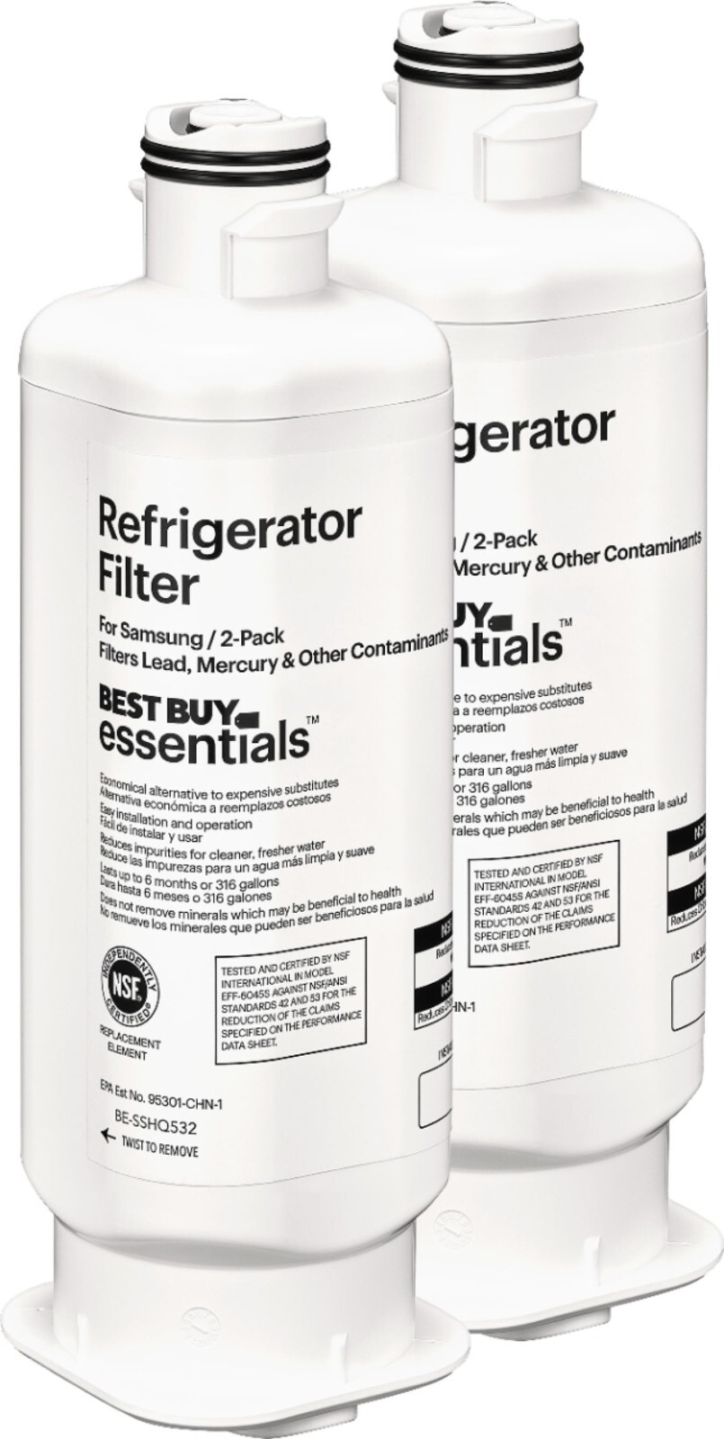 2-PK Best Buy Essentials NSF 42/53 Samsung Refrigerator Water Filter Replacement gallery