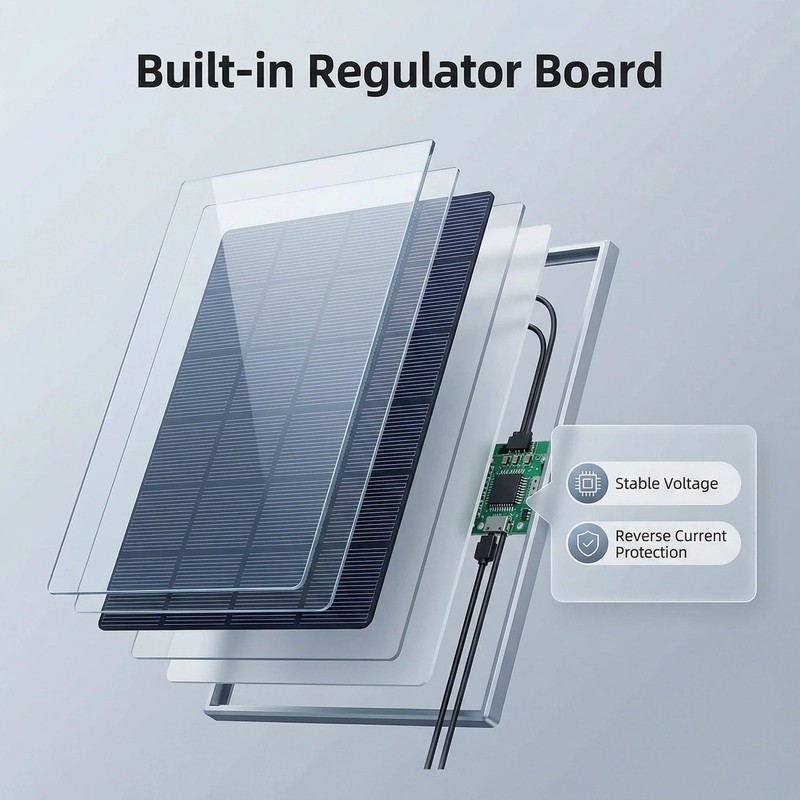 Solar Panel for Bird Feeder, 3W Continuous Power Supply with Type-C Plug for ... gallery