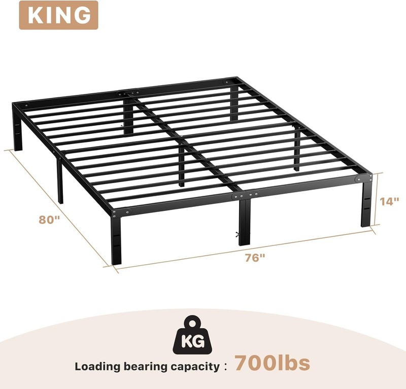 Metal Platform Bed Frame Queen King Full Size Sturdy Steel Slat Support Bedstead gallery