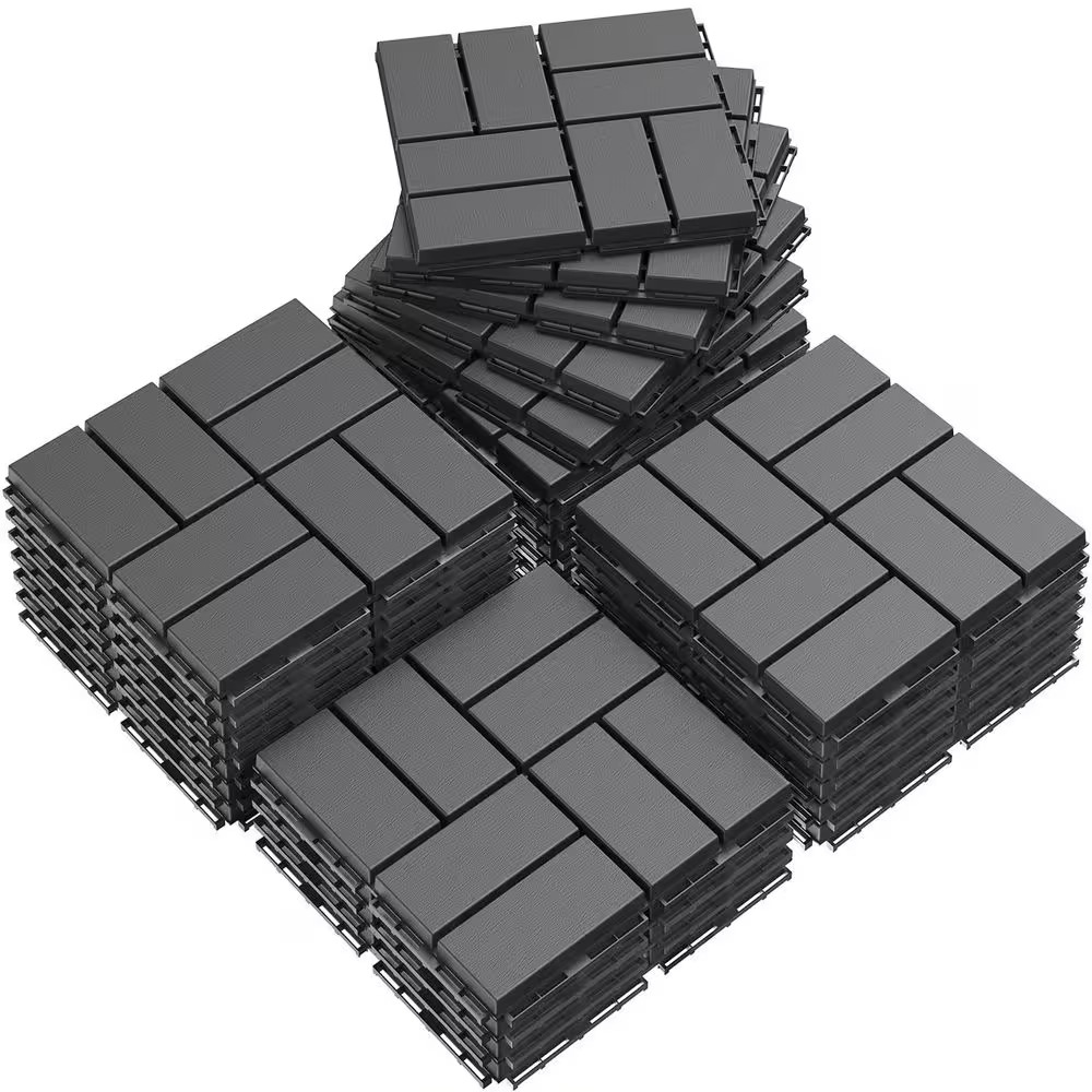 Dark Grey Plastic [12"X12"] X [0. 75In] Deck Tiles, 9 Tiles/Case (9 Sq. Ft. ) gallery