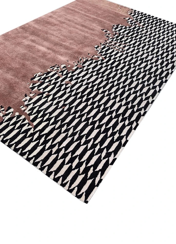 Hand Tufted Modern Burnt Black/White Premium Quality 100 % NZ Wool Area Rug gallery