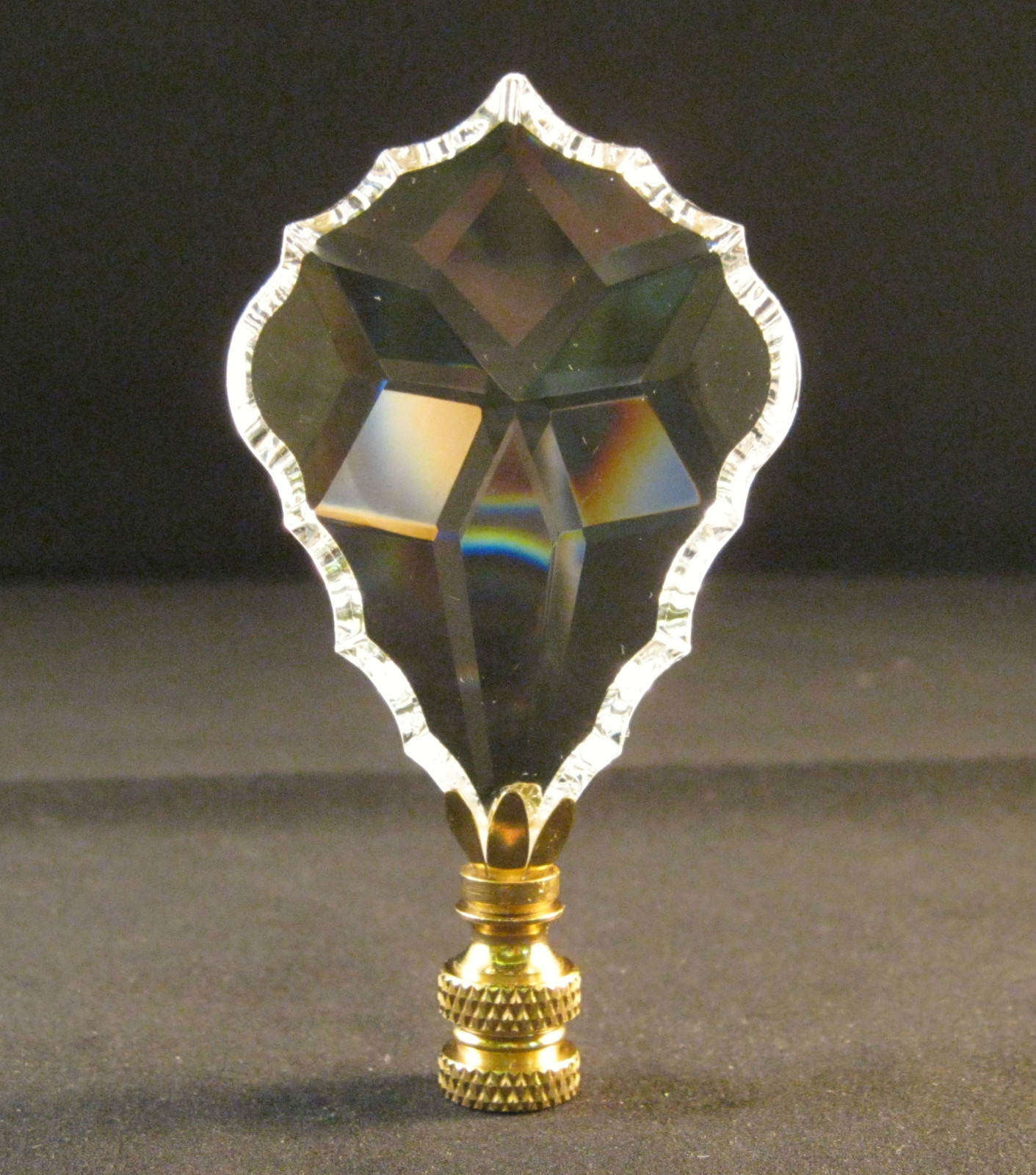 LAMP FINIAL-STUNNING 24% LEAD CRYSTAL LAMP FINIAL**BRASS BASE** (LARGE) gallery
