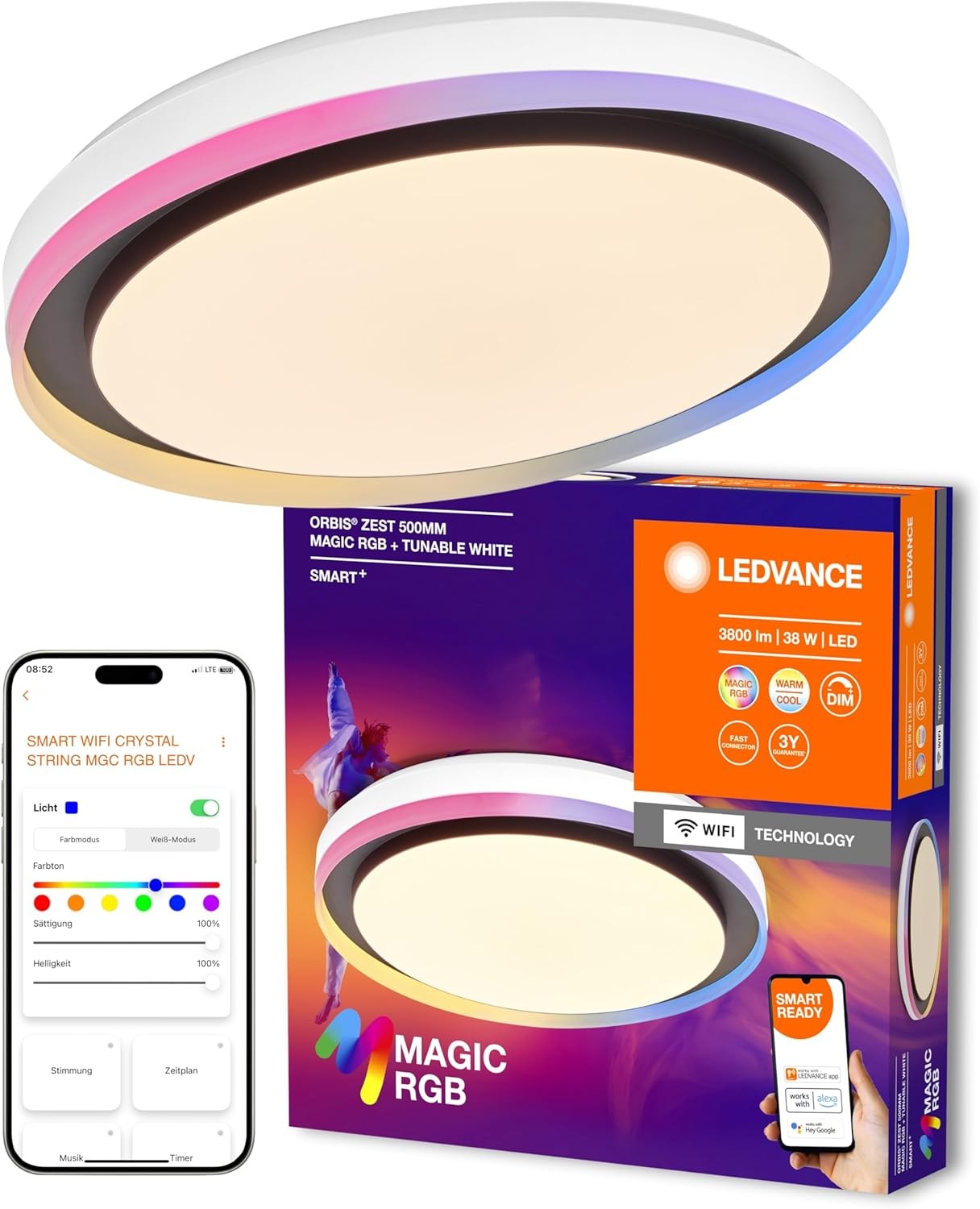 LEDVANCE SMART+ WIFI LED Ceiling Light White Black 32W 3400lm Dimmable gallery