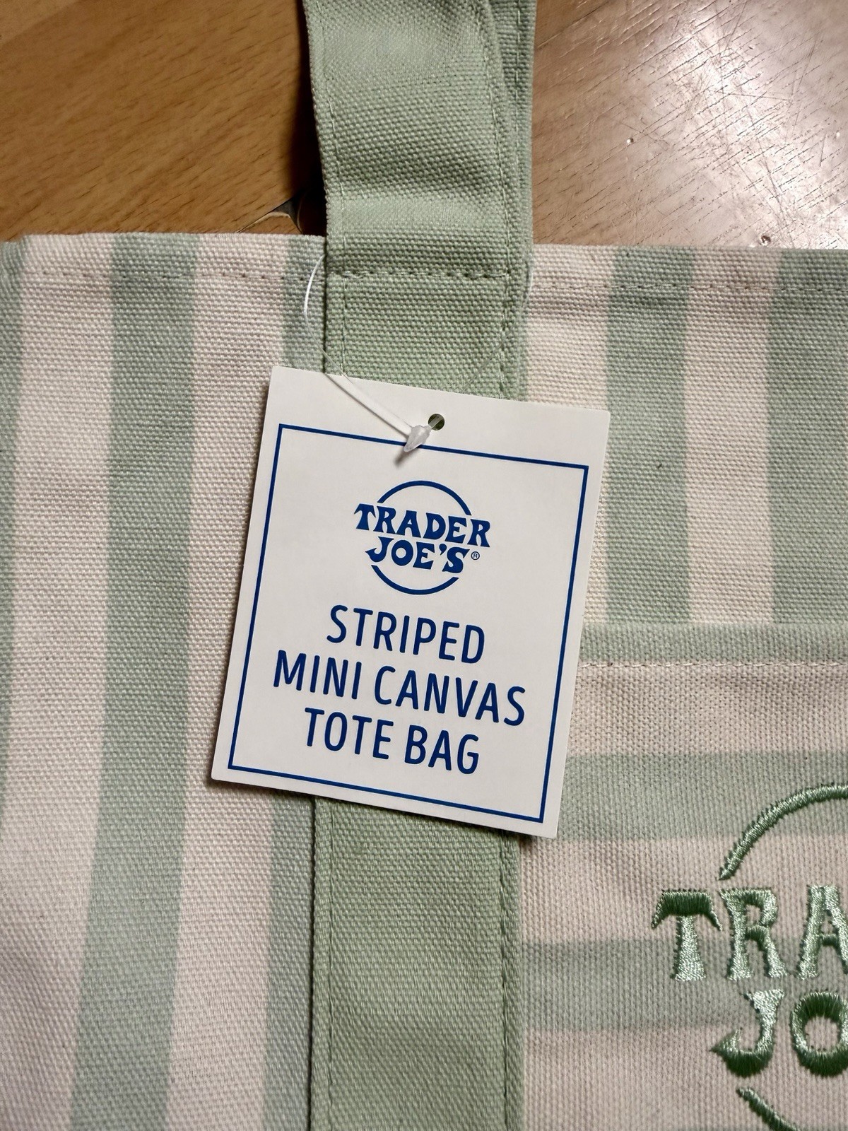 Trader Joe’s Mini Pastel Green Stripe Canvas Tote Bag gallery