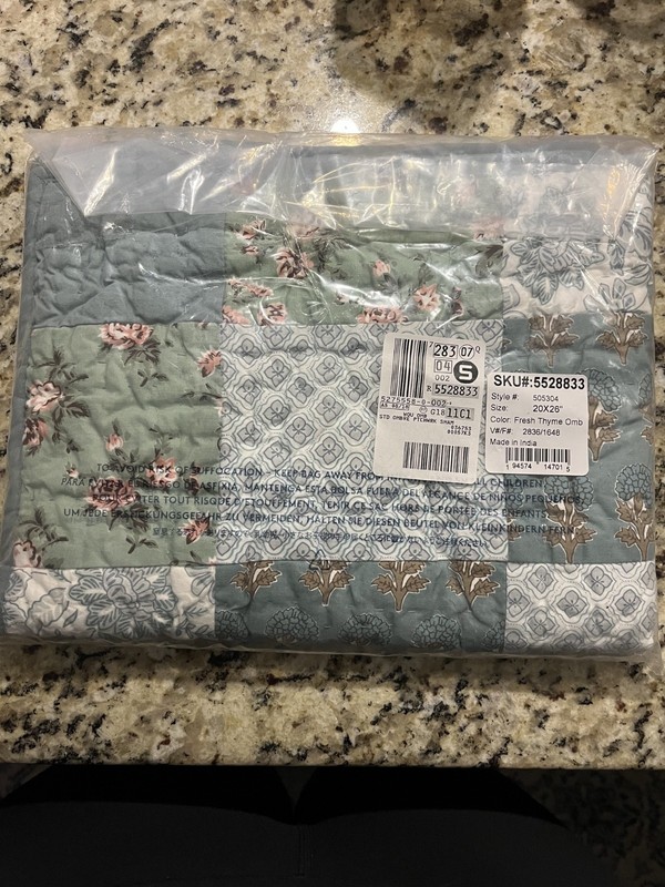 NWT Lands End Floral Square Patchwork Heirloom Standard Sham (1) Fresh Thyme Omb gallery