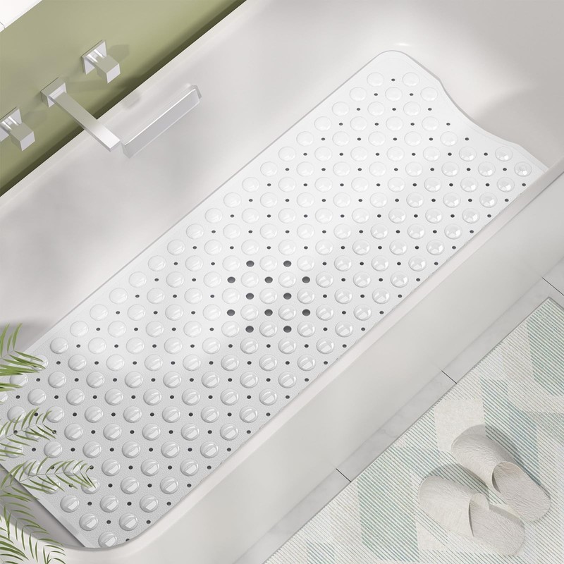Amazerbath 40X16 Rectangular White Non-slip Bathtub Shower Mat With Suction Cups gallery