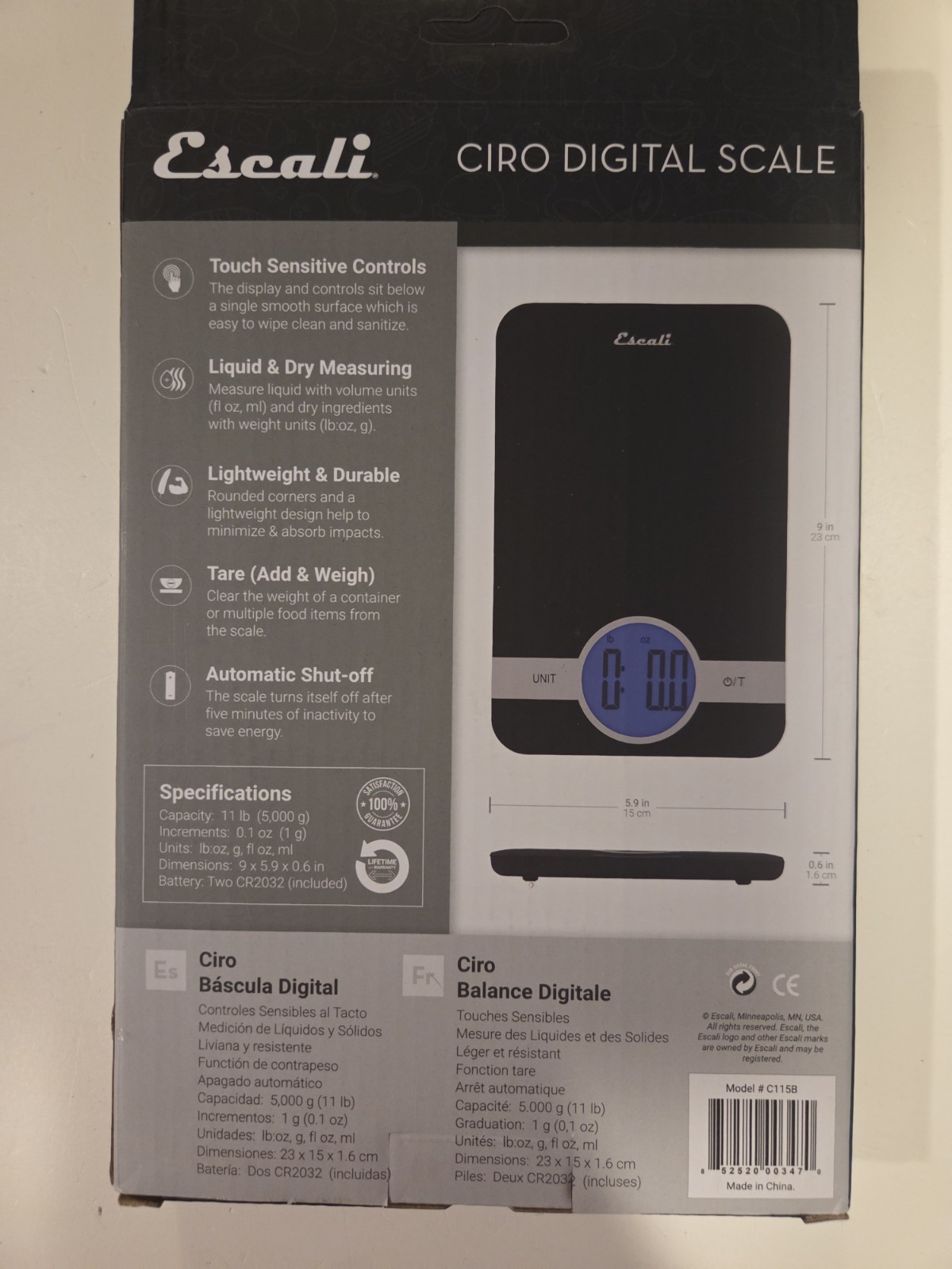 Escali Ciro Digital Scale | Black - NEW gallery
