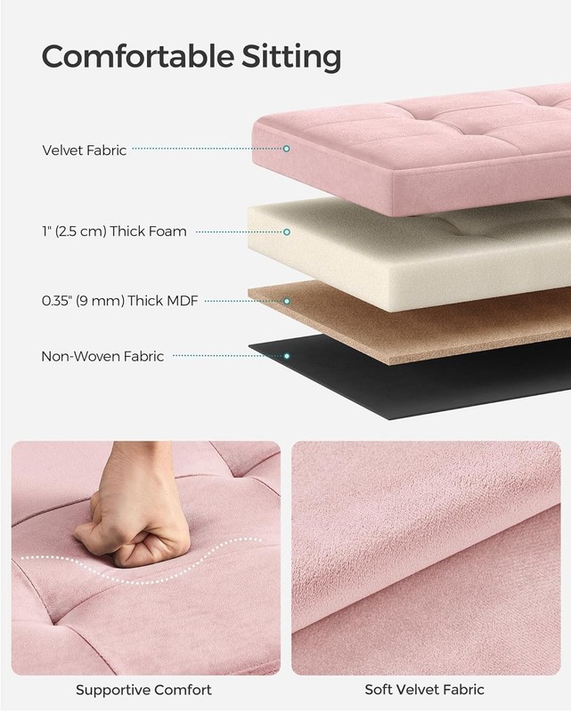 Storage Ottoman Bench Foldable Footrest 15x43x15in End of Bed Chest Load 660lb gallery