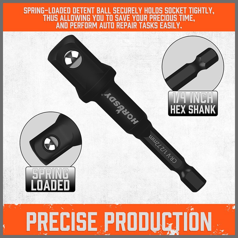 9pc 12" 6" 3" Impact Grade Socket Adapter Set 1/4" 3/8" 1/2" Drive 1/4 Hex Shank gallery