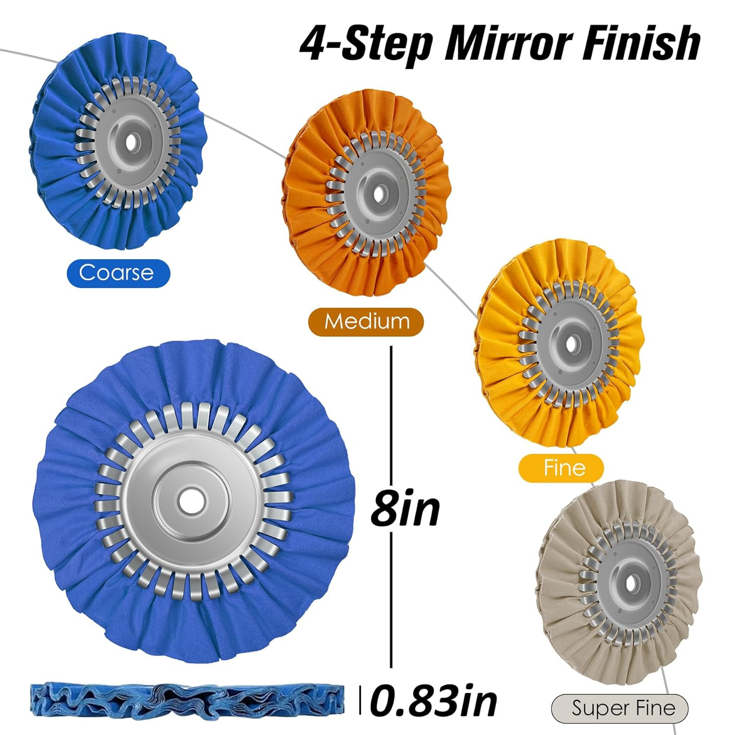 8 Inch Airway Buffing Wheel Kit 9Pcs Aluminum Metal Polishing Kit for Grinder gallery