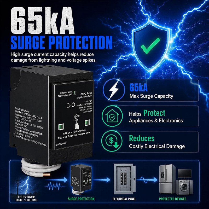 Replacement for Siemens QSPD2A065P Plug-in Surge Protection Device 2-Pole 65kA gallery