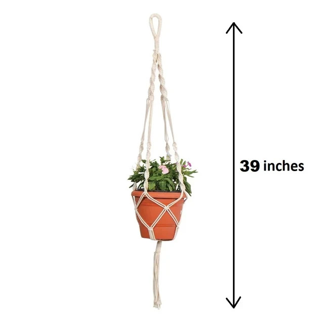 (Set Of 2 )Macrame Plant Hanger Handmade Cotton Rope Hanging Planter for Outdoor gallery