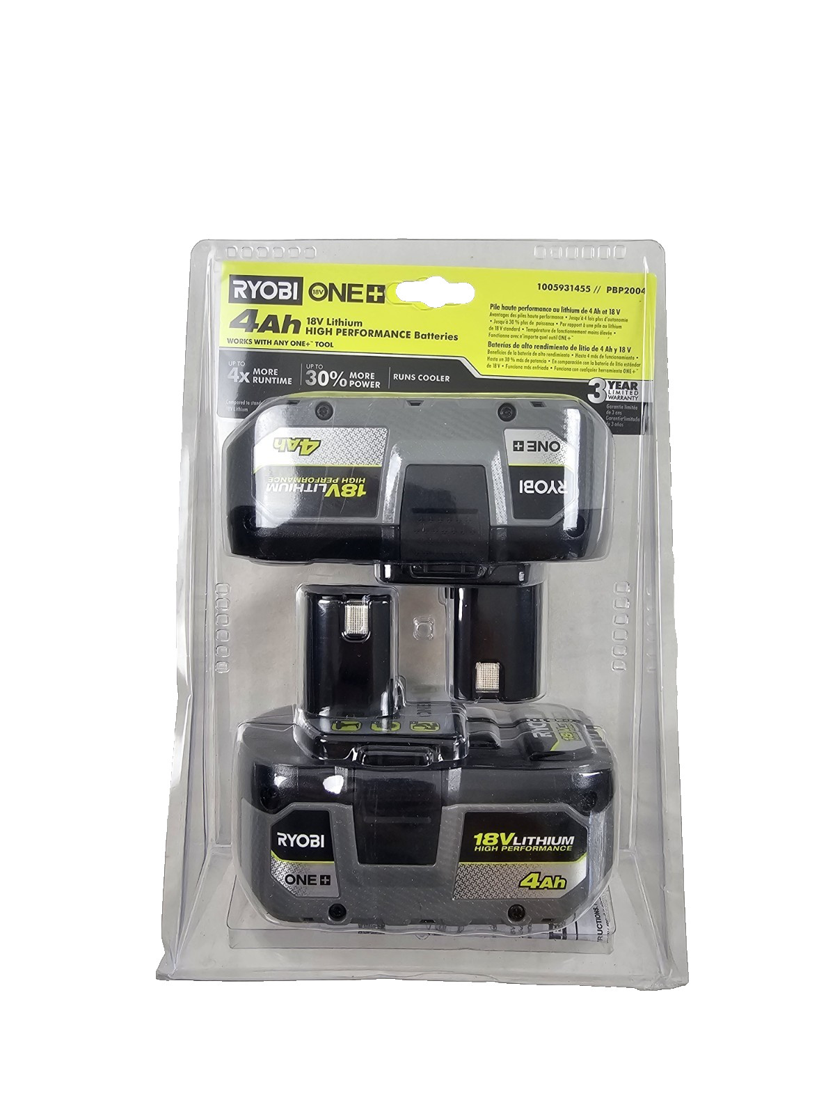 Genuine Ryobi HP Battery PBP2004 Lithium-Ion 18V ONE+ 4.0Ah Battery (2-Pack) NEW gallery