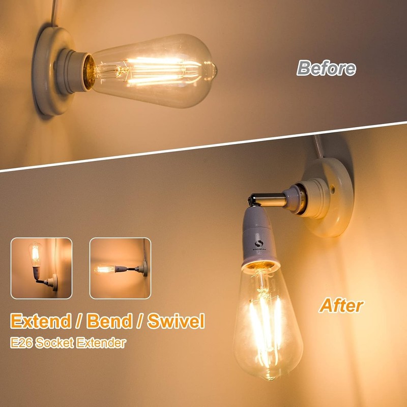 4 Pack E27 Adjustable Flexible Light Bulb Extension Socket Lamp Adapter Extender gallery