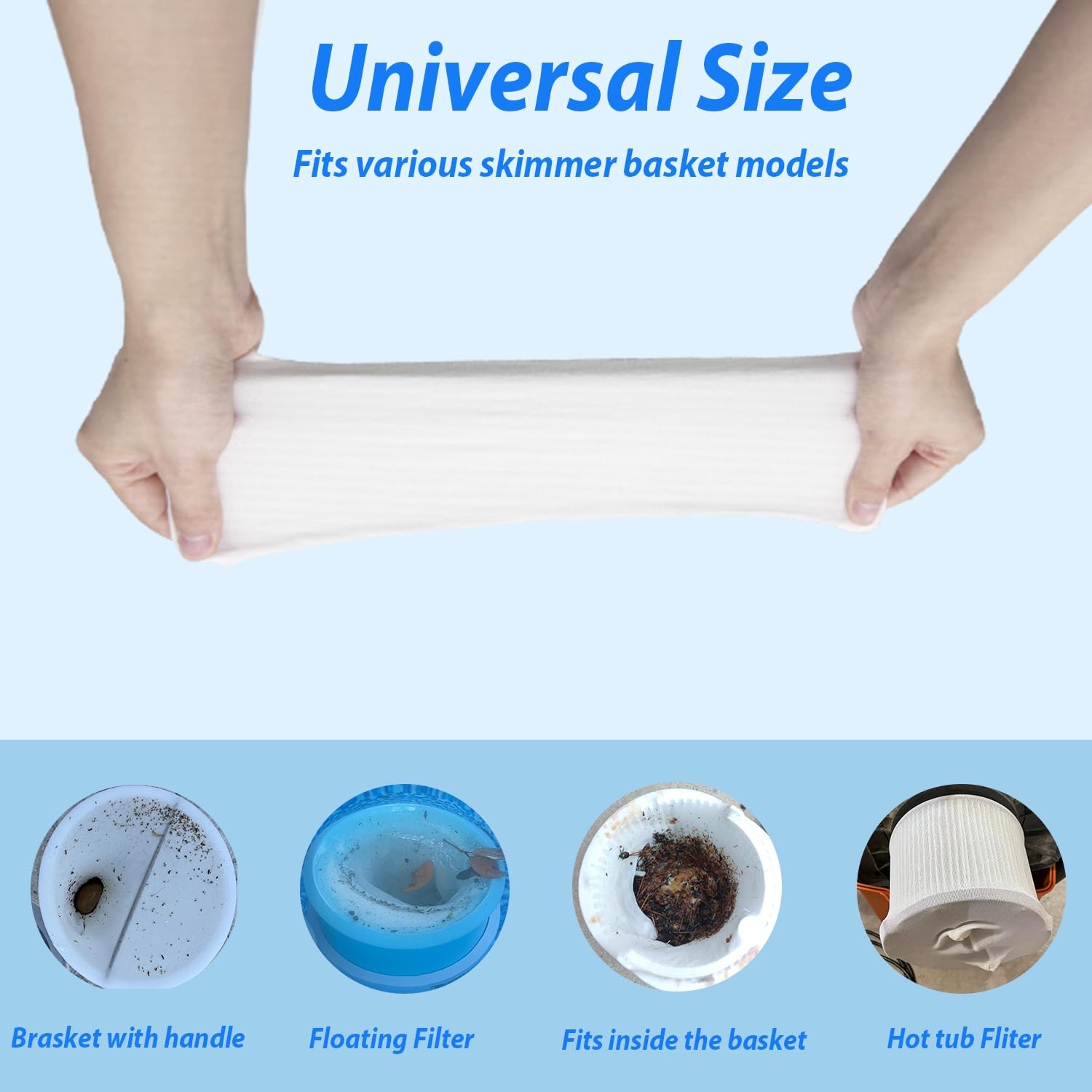 WXFANA 40-Pack Pool Skimmer Socks, Ultra Fine Mesh Screen 40 Pack, white gallery