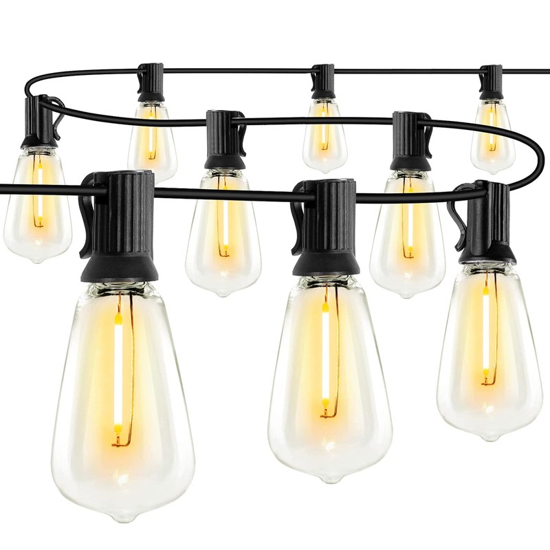 50FT Outdoor LED String Light Waterproof Patio Bulb 110-130V ST38 Warm White 15M gallery