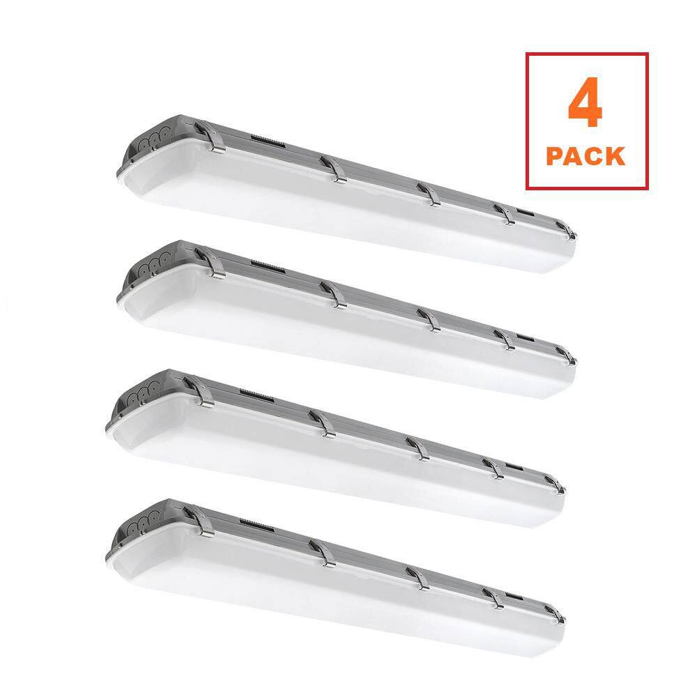 4-Pack 4 Ft. Vapor Tight LED White Strip Light Fixture IP65 3600LM 34W 120-277V gallery