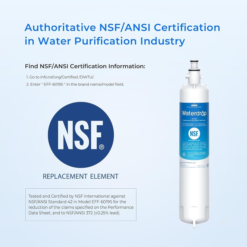 Waterdrop Refrigerator Water Filter, Replacement for GE® RPWFE WITH CHIP (1) gallery