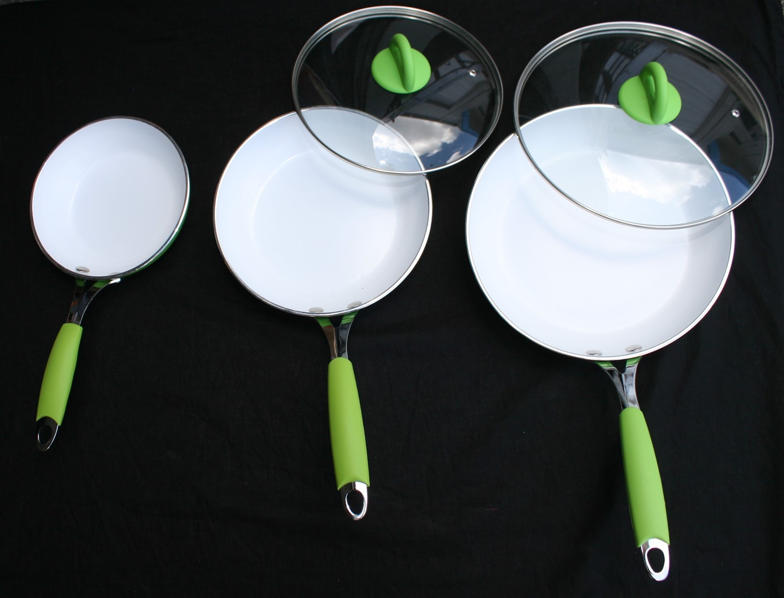 5pc Set Non-stick Frying Pan Ceramic Coating Lotus Effect Biolux Kerama Lot gallery