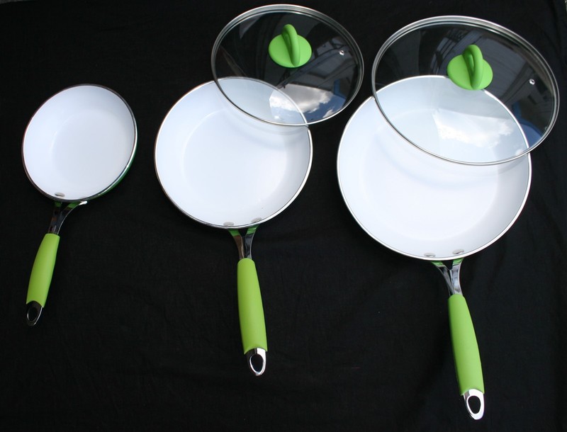 5pc Set Non-stick Frying Pan Ceramic Coating Lotus Effect Biolux Kerama Lot gallery