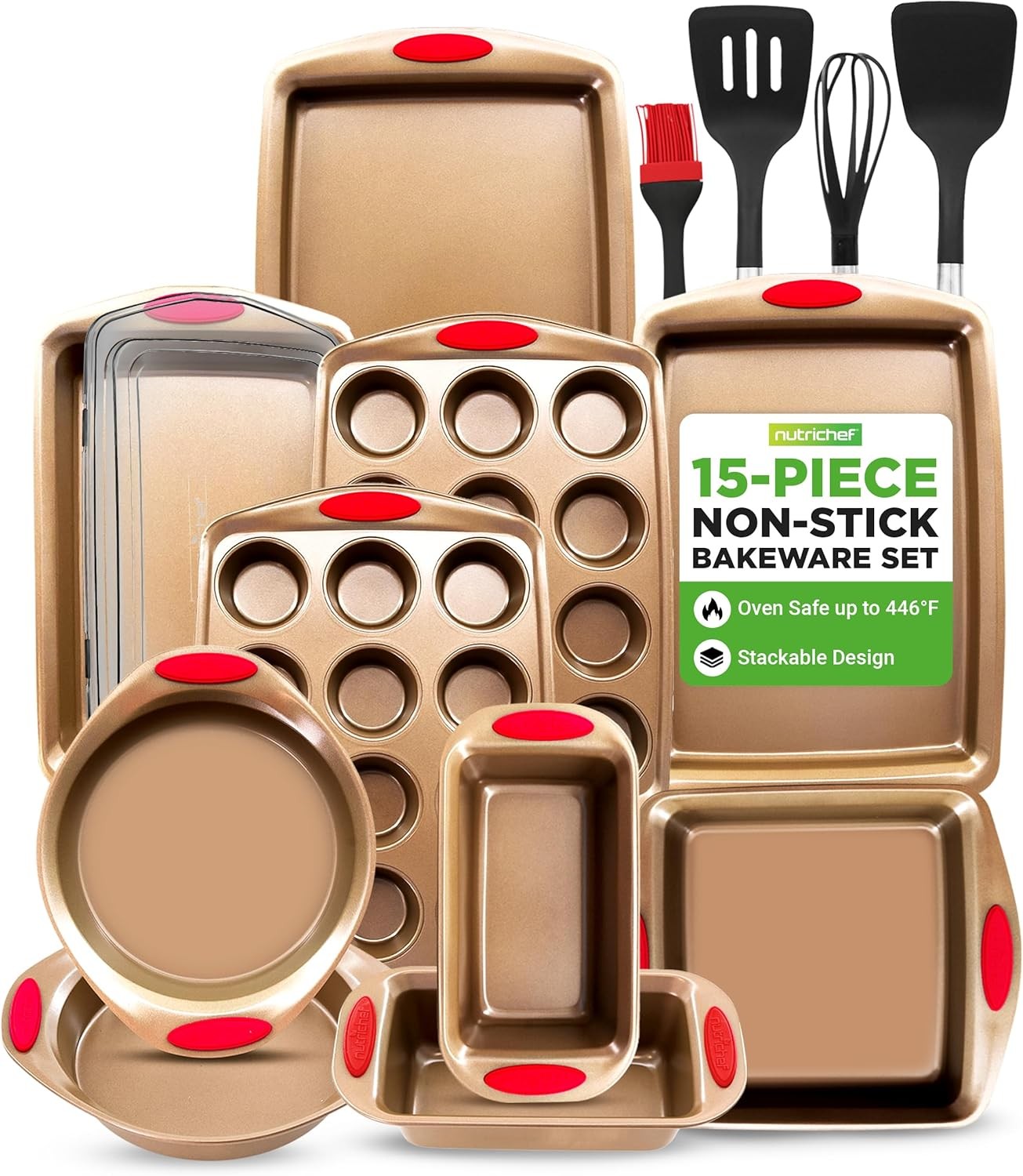15-Piece Nonstick Bakeware Set w/ Baking Utensils – Premium Oven Safe Baking gallery