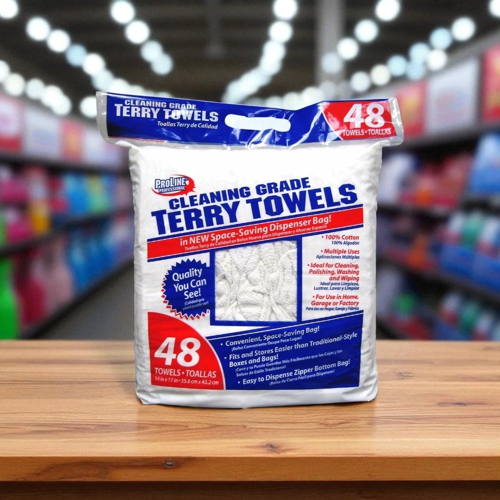 ProLine Terry Towels Cleaning-Grade Cotton White Absorbent Dispenser (48-Pack) gallery