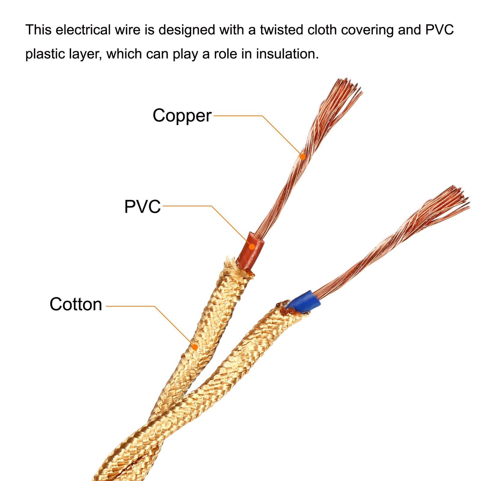 Twisted Cloth Covered Wire 2 Core 18AWG 5m/16.4ft Cable,Light Gold Tone gallery