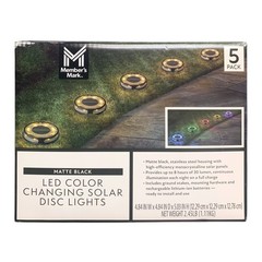 Member’s Mark LED Color Changing Solar Disc Lights, 5-Pack, Matte Black
