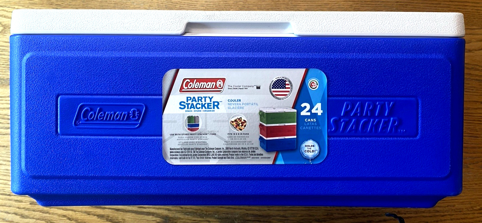 Coleman Party Stacker Model 6225 Cooler Fits 24 Cans Blue & White Made In USA gallery