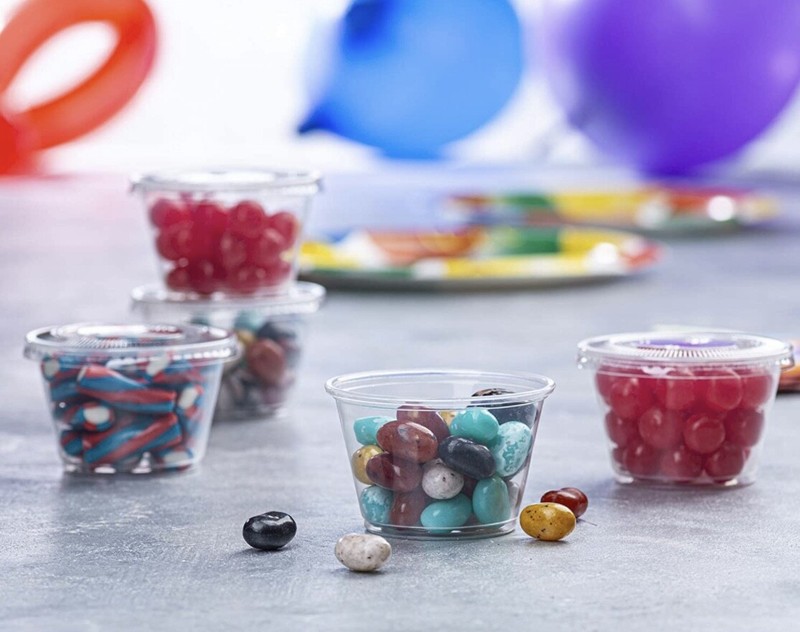 4 oz Plastic Clear Disposable Portion Cups with Lids for Sauce Cup BPA Free gallery