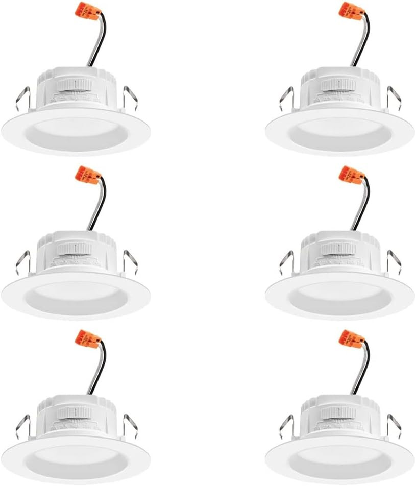 4" LED Recessed Lighting Trim Kit, 5-in-1 Color, 625 Lumens, 6-Pack gallery