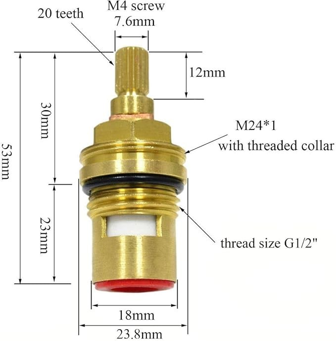 Replacement Brass Ceramic Disc Stem Cartridge Faucet Valve Quarter Turn gallery