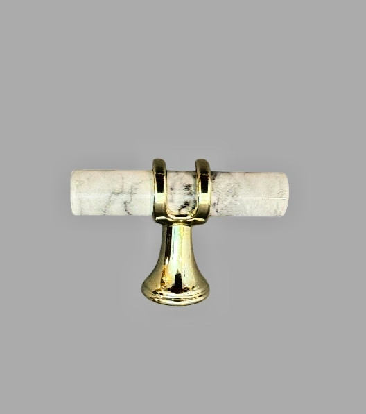 Kitchen Knobs Gold Tone Faux Marble 6 Pack Single Hole T 2" Long gallery