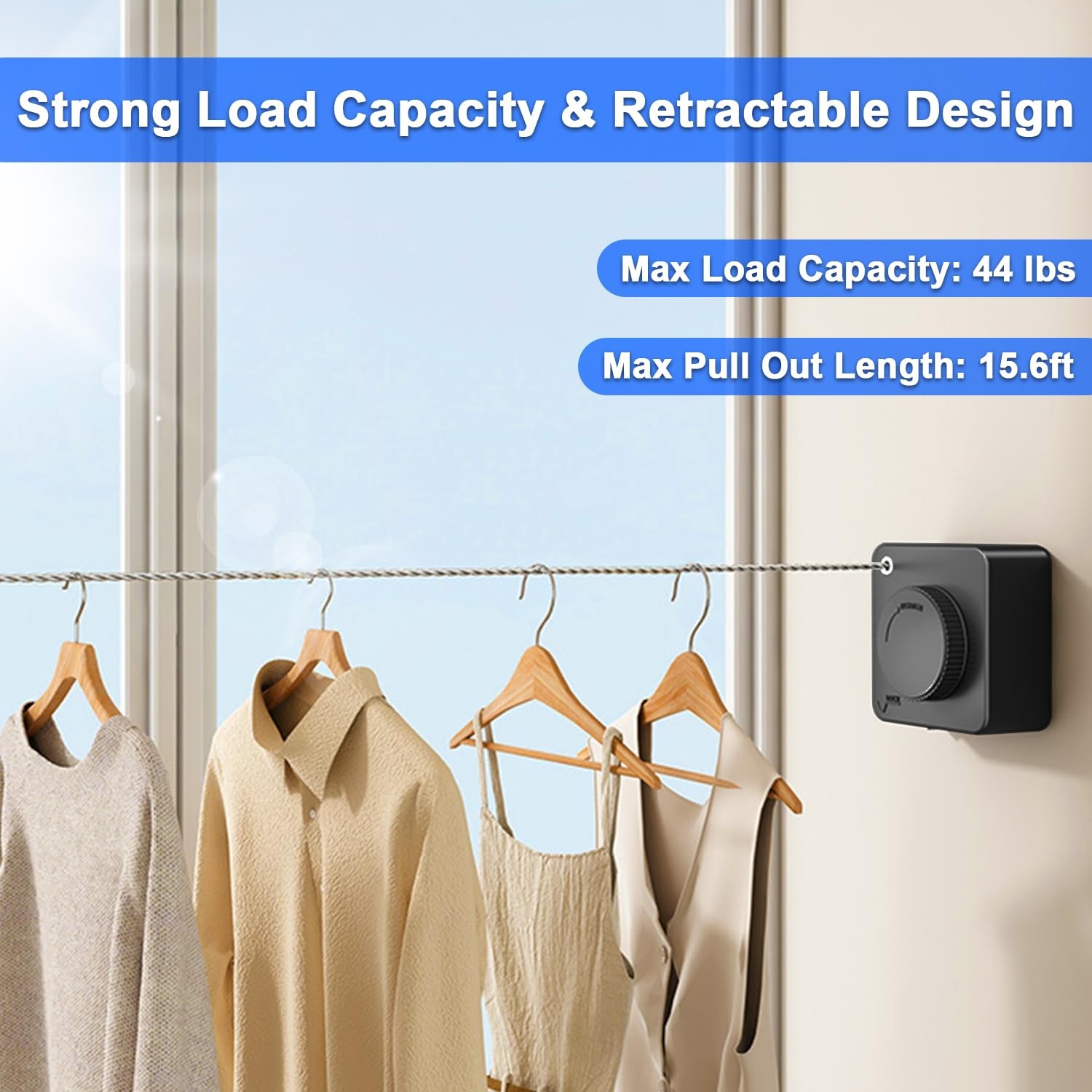 Compact Mini Retractable Clothesline,Heavy Objects-15.1FT gallery