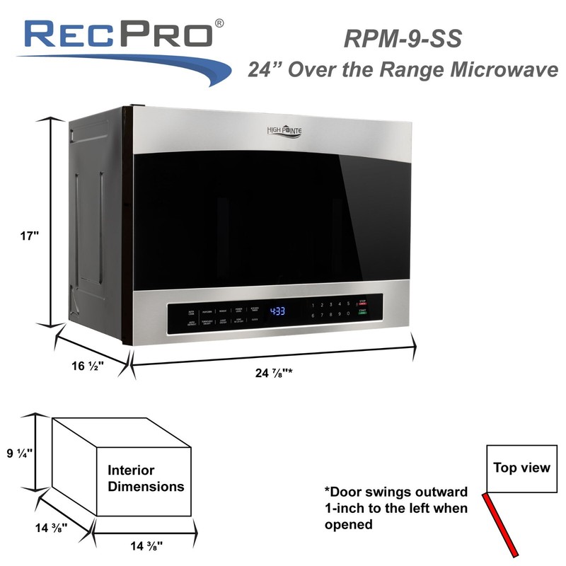 RecPro RV High Pointe 24" Over the Range Microwave | Stainless Steel 1.4 Cu. Ft gallery