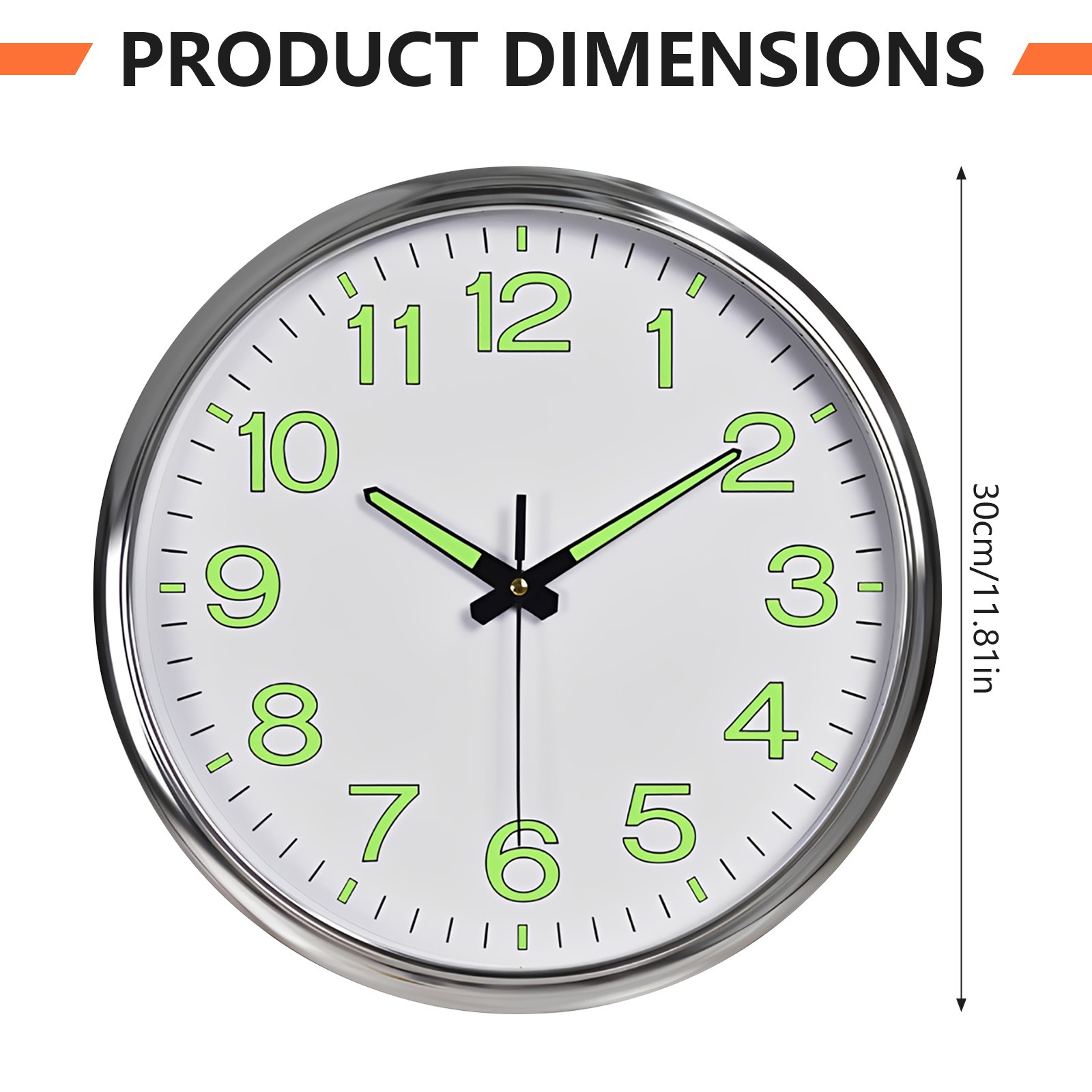 12'' Luminous Quartz Night Wall Clock Large Light Glow In The Dark Silent Home gallery
