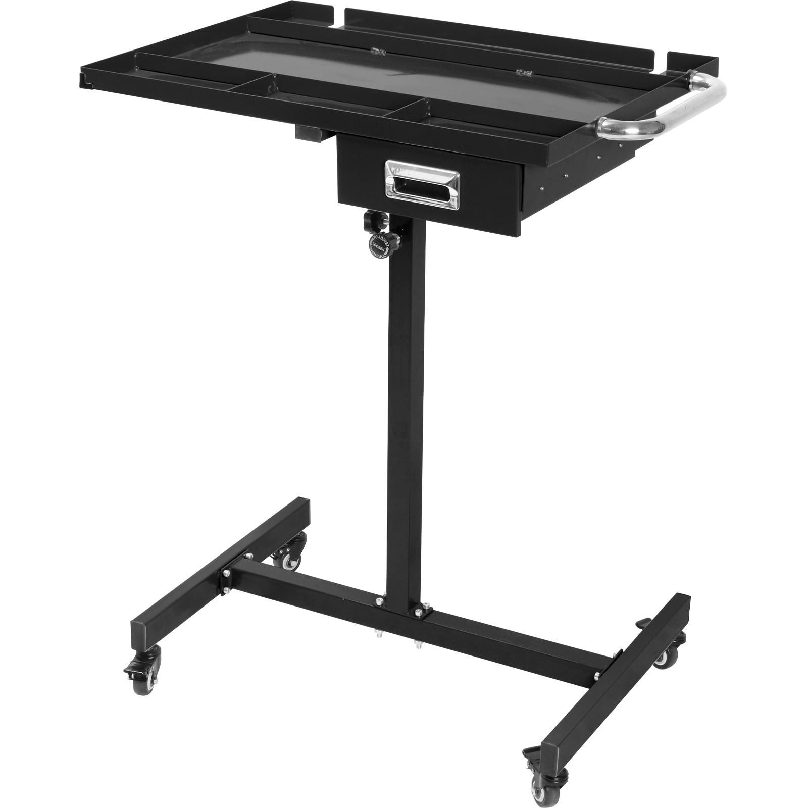 Adjustable Height Rolling Tool Tray,220lbs Capacity Down Work Table with Drawers gallery