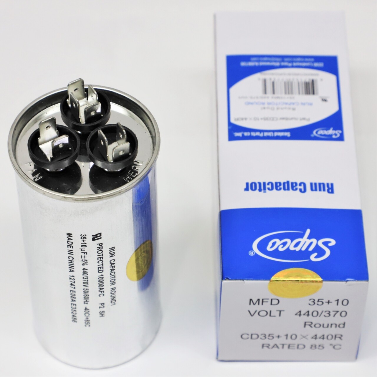 Supco CD35+10X440R HVAC Motor Round Dual Run Capacitor 35 + 10 MFD 440 Volts gallery