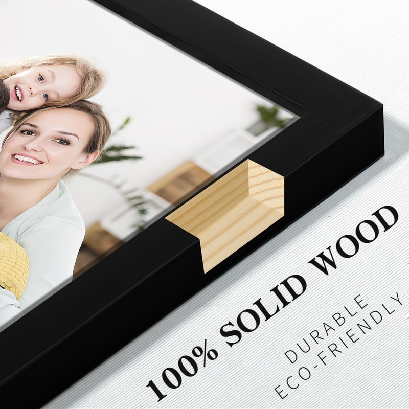 2 Pack 8x10 Picture Frames Solid Wood Black Wall Mount Tabletop gallery