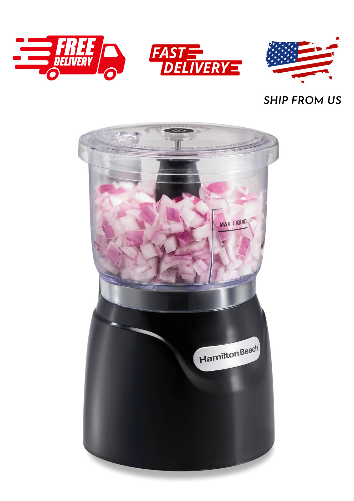 Hamilton Beach Stack & Press Electric Food Chopper & Mini Food Processor, 3-Cup, gallery
