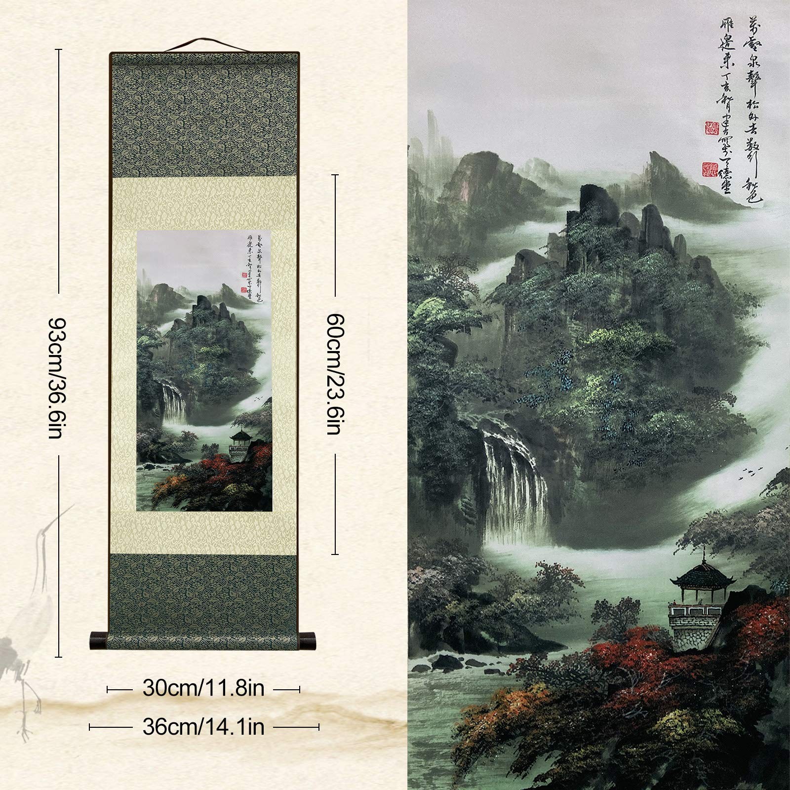 Chinese Decor, Asian Decor Beautiful Silk Scroll Painting Chinese Art Wall Sc gallery