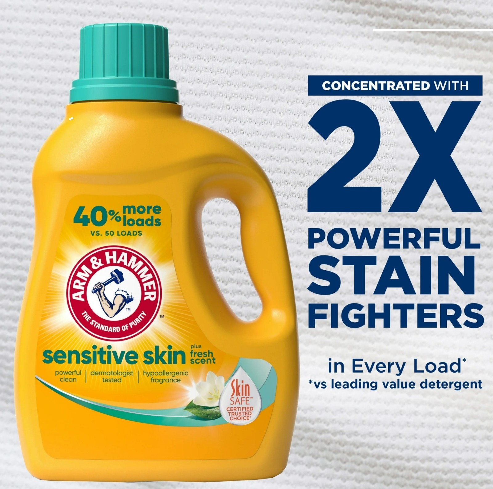 ARM & HAMMER Sensitive Skin Liquid Detergent, Fresh Scent, 105 oz, 105 Loads gallery