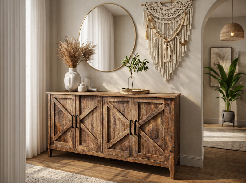 Rustic Sideboard Buffet Storage Cabinet Credenza Wooden Entryway Console Table gallery