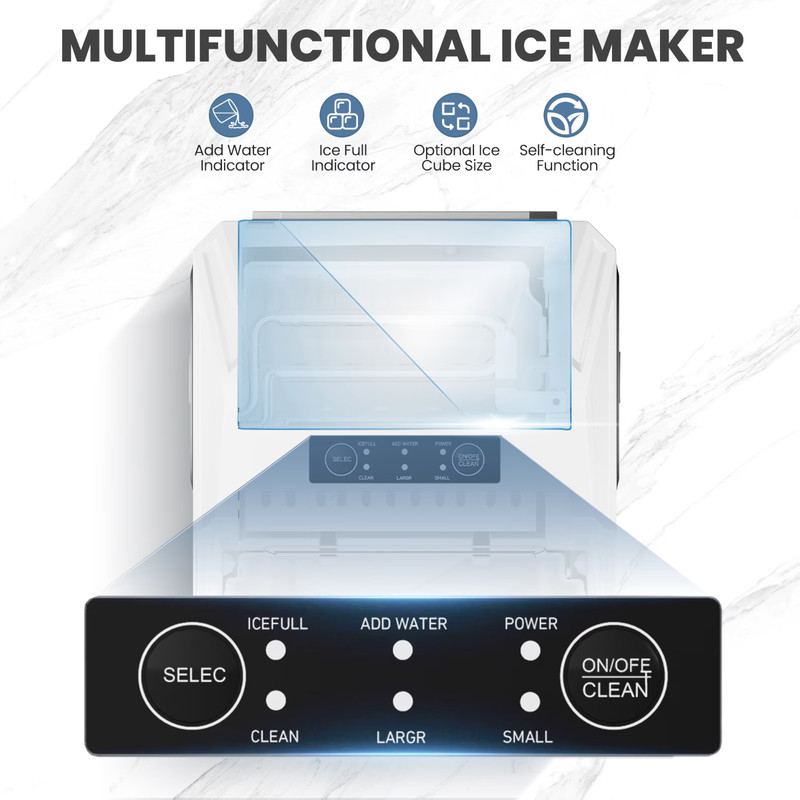 CONCETTA Countertop Ice Maker 26lbs/24H Portable Machine w/ Scoop Basket White gallery