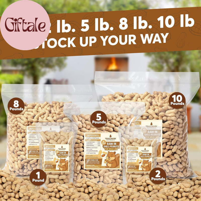 10 LB - Raw Peanuts for Squirrels, Raw in Shell Peanuts for Birds and Wildlife- gallery