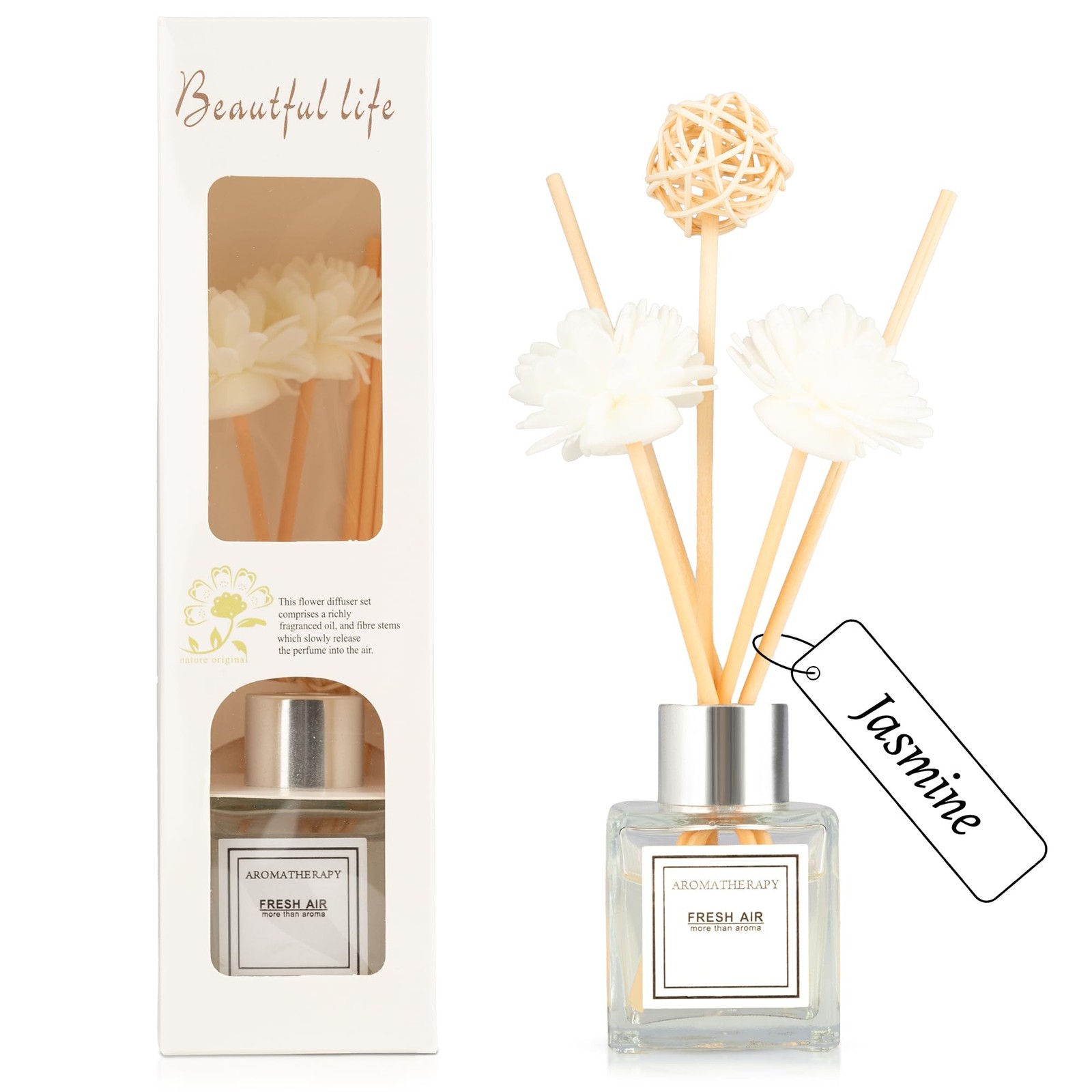 Reed Diffuser Set, 1.7 fl oz Scent with Sticks, Jasmine White gallery