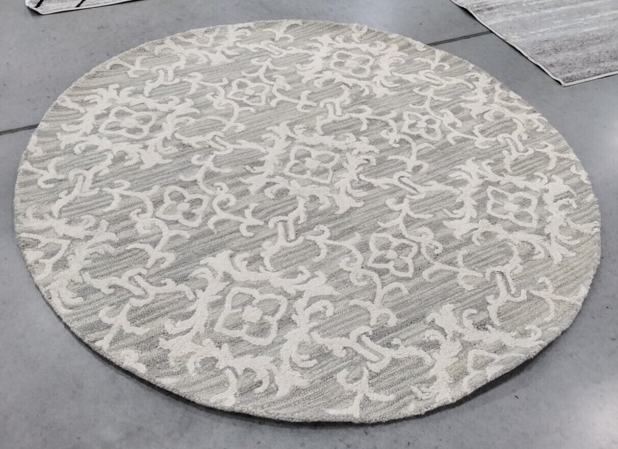 GREY / IVORY 6' X 6' Broken Thread Rug, Reduced Price 1172719408 BLM104A-6R gallery