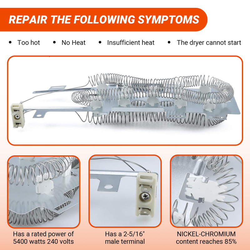 2 Pack 8544771 Dryer Heater Heating Element Fits For Whirlpool Kenmore WP8544771 gallery