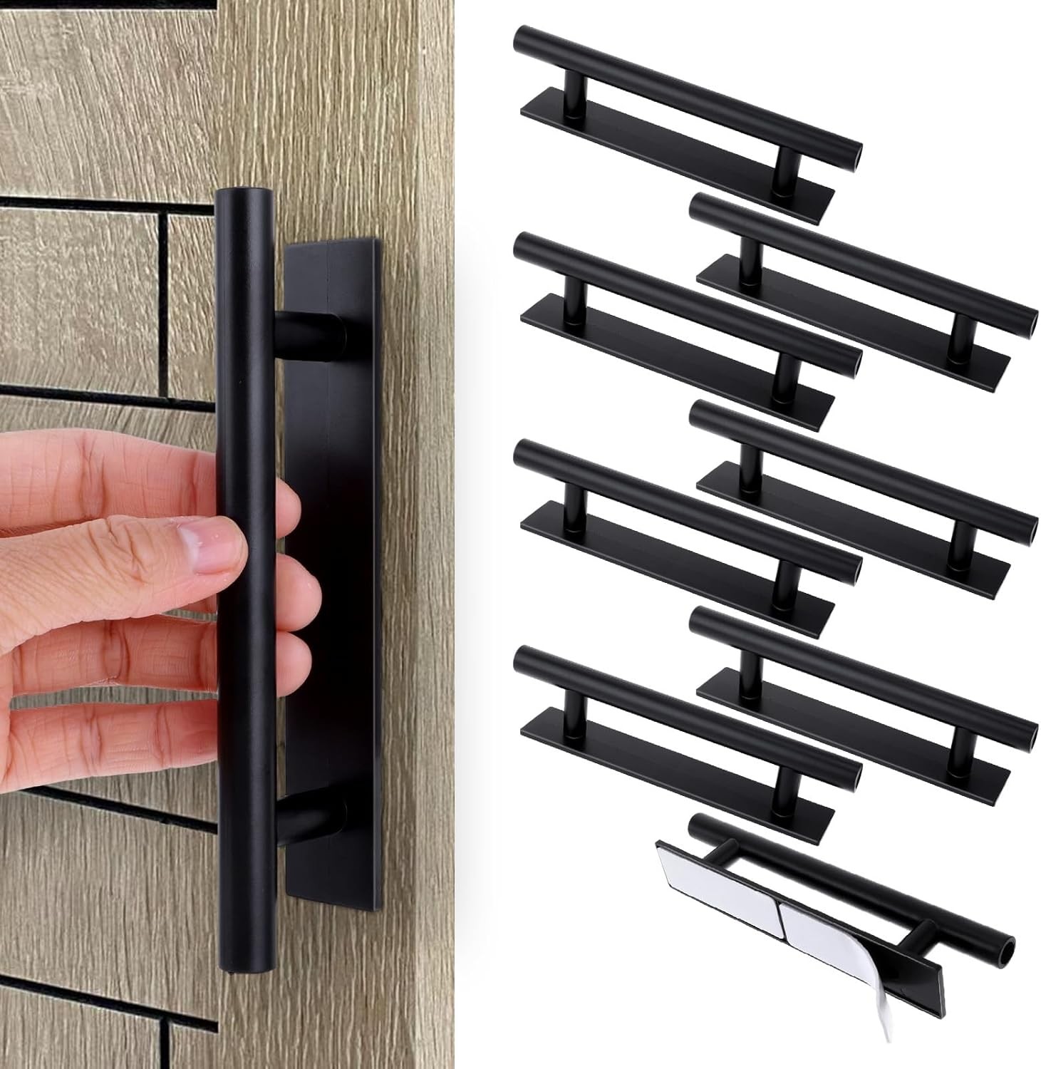 8 Pack Adhesive Cabinet Handles Pulls, Self Stick Door Handles ABS Plastic Pulls gallery