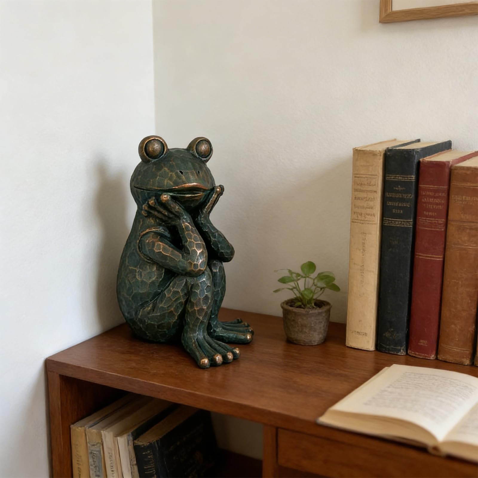 "10” Handcrafted Resin Frog Sculpture for Garden, Indoor & Outdoor Decor" gallery